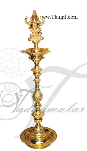 48" Ganesha Sitting Posture Brass Diya Vilakku Deepam Diyas