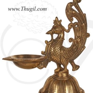 8" inch Brass Peacock Oil Lamp Vilakku