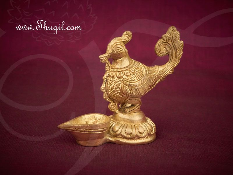 3.2" Brass Peacock Oil Lamp Vilakku Buy Now