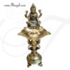 13" Goddess Lakshmi Sitting Posture Brass Diya Vilakku Deepam Diyas