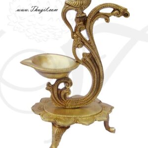 8.5" Brass Parrot Diya Lamp in Fine Finishing Home Decorative art