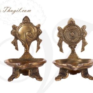 5.5" Sangu Chakara Brass Diya Oil Vishnu vilakku Buy Now