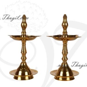6" Kerala Design Nila Vilakku Diya NilaVilakku Brass Lamp 2 pieces