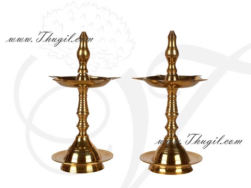 6" Kerala Design Nila Vilakku Diya NilaVilakku Brass Lamp 2 pieces