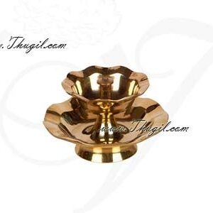 1.5" Elegant Lotus Flower Brass Diya Vilakku Lamps Buy Online