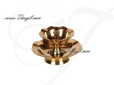 1.5" Elegant Lotus Flower Brass Diya Vilakku Lamps Buy Online