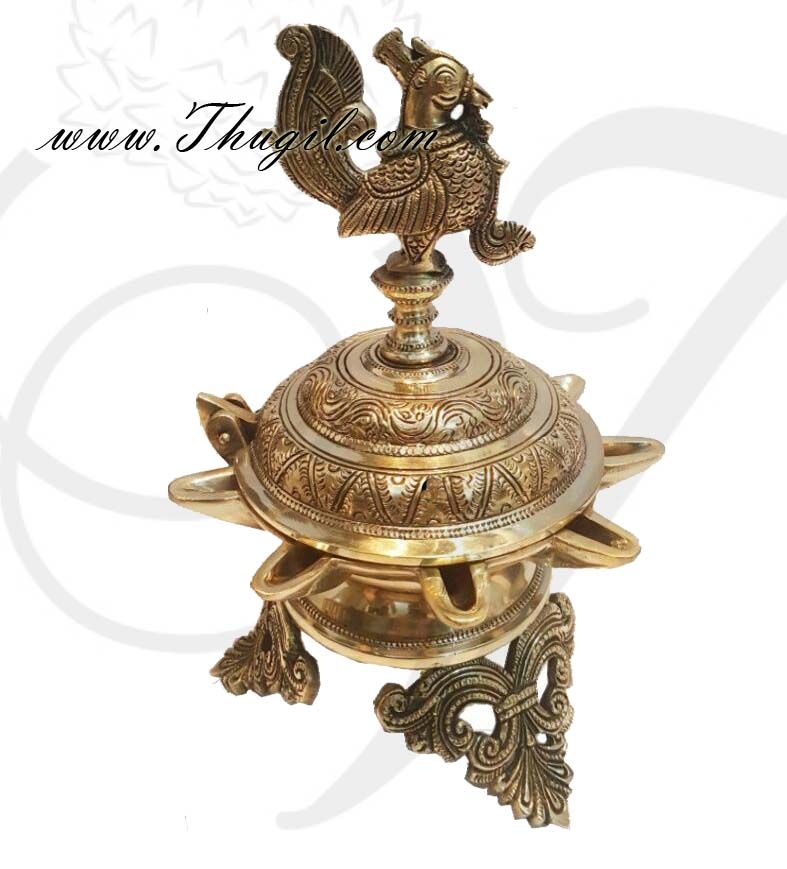 Brass Peacock Oil Lamp Vilakku Buy Online 10"