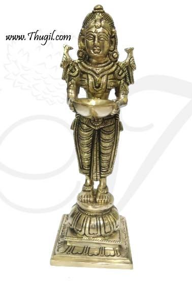 Paavai Vilakku Bronze Lady with Lamp Indian Design