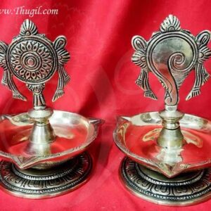 Sangu Chakara Brass Diya Oil Vishnu Vilakku Buy Now 7 inches