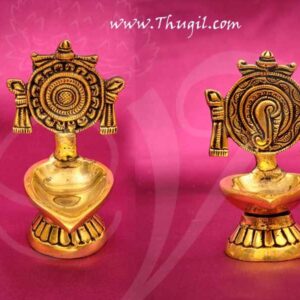 Sangu Chakkaram Brass Diya Oil vilakku Vishnu Deepam Buy Now 4"