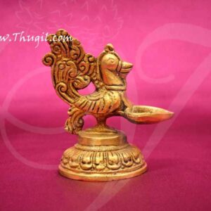 Brass Lamps Peacock Design Antique Mayil Vilakku Diya Buy Online 3"