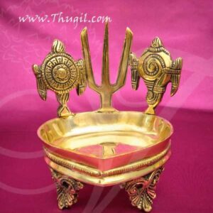 Sangu Chakkaram Namam Brass Diya Oil vilakku Vishnu Deepam 6.5 Inches