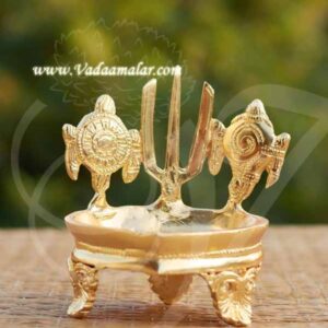 Sangu Chakkaram Namam Gold Plated Diya Oil vilakku Vishnu Deepam Buy Now 5.4"