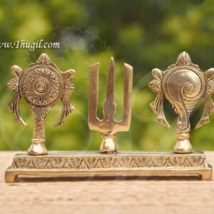 Brass Tirupati Balaji Shanku Chakra Naama Showcase Stand Buy Now 5.5 inches