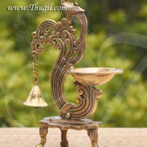 Brass Peacock Diya Lamp in Fine Finishing Home Decorative Vilakku Buy Now 12 inches