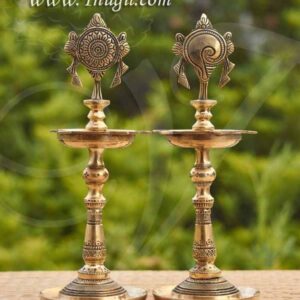 Brass Sangu Chakkaram Brass Diya Lamps Temple Buy Now - 2 pieces 12 inches / 1 feet