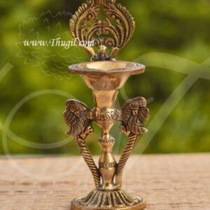 Brass Peacock Diya Lamp in Fine Finishing Home Decorative Vilakku Buy Now 8"