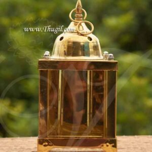 Akhand Diya with Glass Cover Brass Diya for Puja Room 10"