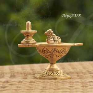 Brass Diya Lingam with Nandi Standing Vilakku Buy Now 4.2 inches