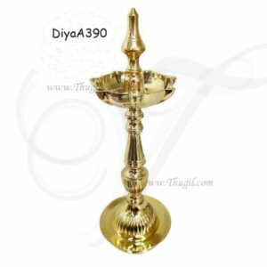 Brass 7 Face Kuthu Vilakku Standing South Indian Diya 18 inches