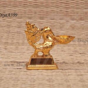 Gold Plated Lamps Peacock Design Mayil Vilakku Diya 2.5 Inches