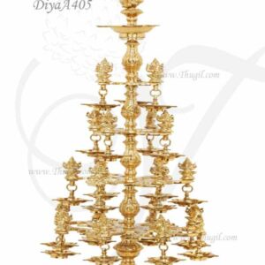Ashtothira Diya 108 Large Brass Lord Ganesha Multi Wick Lamp