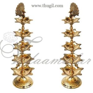 Peacock 5 Face 5 Layer Brass Diya Oil Lamp