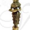 Paavai Vilakku Standing Lady with Lamp Brass Diya 9.5 inch