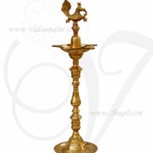36 inches / 3 feet Peacock Standing Brass Diya Vilakku Deepam Diyas