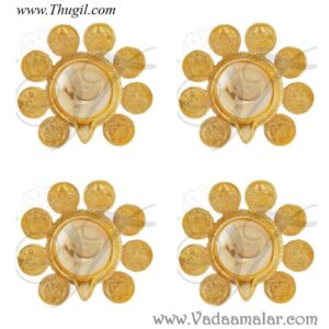 3.2" Ashtalakshmi Diya In Brass Pooja Lamps Deepam For Decorations 4 pieces