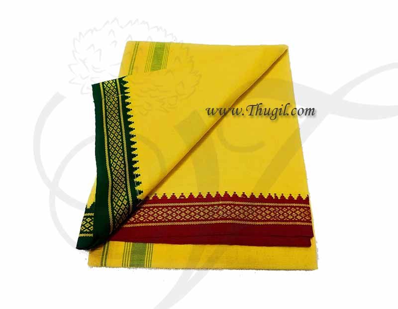 Indian Yellow Puja Cotton Dothi Dhoti 3.6 meters