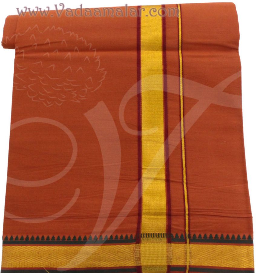 Hindu Puja Kavi Cotton Dothi Dhoti Vesti Chadar - 2 meter