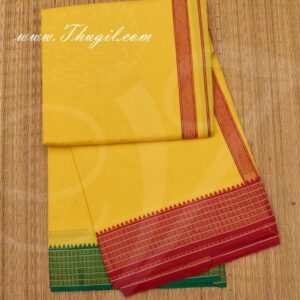4 Meters Hindu Puja Yellow Colour Cotton Dothi Dhoti Vesti Chadar