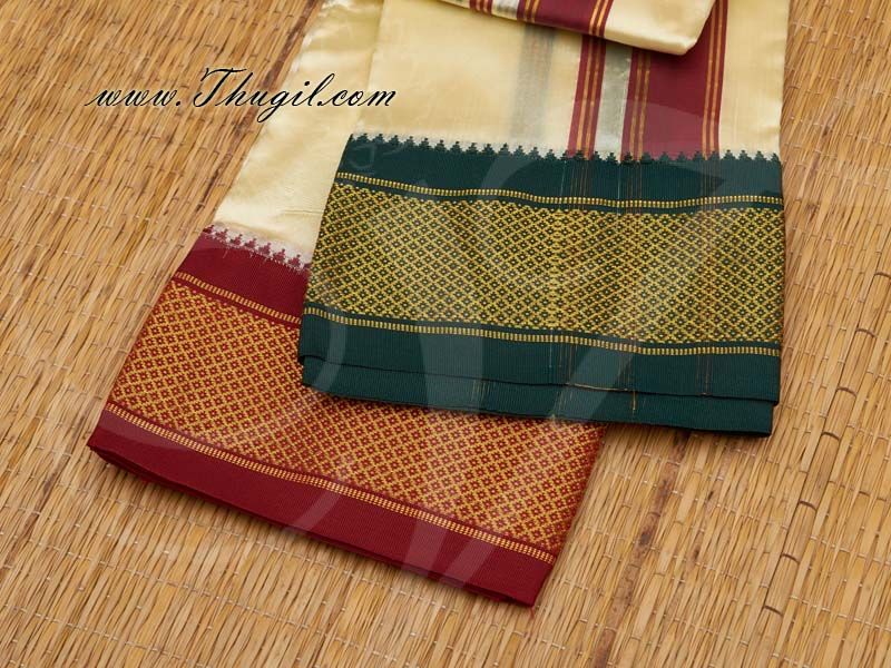 1.80 Meters Hindu Puja Half White Colour Dothi Dhoti Vesti Chadar