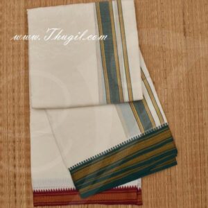6.2 meters/ 9 x 5 yards Hindu Puja Half White Colour Cotton Dothi Dhoti Vesti Chadar