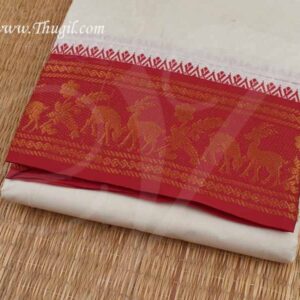 6.2 meters/ 9 x 5 yards Hindu Puja Half White Colour Cotton Dhoti Buy Now