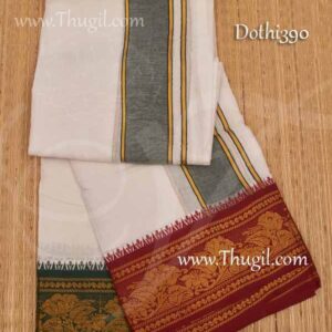 6.2 meters/ 9 x 5 yards Hindu Puja Half White Colour Cotton Dhoti Buy Now