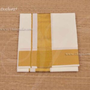 Vesti 4 Muzham White Cotton Dothi with gold border 2 meters