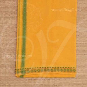 Hindu Puja Yellow Colour Cotton Dothi Dhoti Vesti Chadar 2 Meters