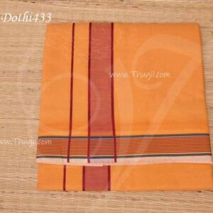 Orange Dothi Hindu Puja Kavi Cotton Vesti Chadar 2 Meters
