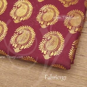 Maroon Fabric Mango Design Gold Foil Print Running Material