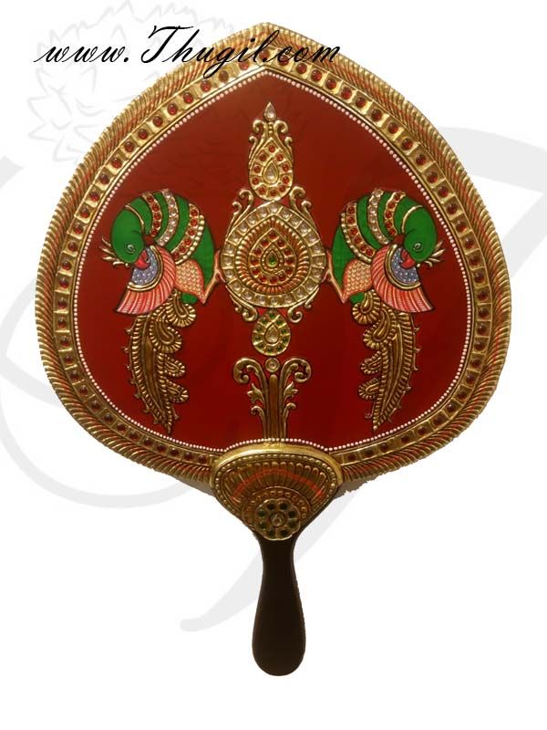 Tanjore Desing Hand Visiri Wedding Fan Pankha HandMade Unique
