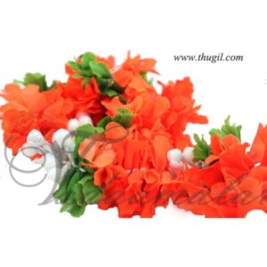 10 meters of Bright Orange and green Cloth Artificial decoration flowers Festivals Weddings India