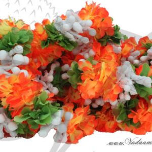 10 meters of Orange and Green Cloth Artificial decoration flowers Festivals Weddings India