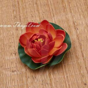 Orange Lotus Artificial Flower Floating Aquarium Pond Decor Floating - Medium Size