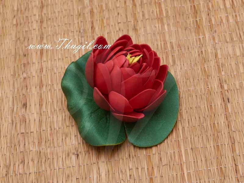 Maroon Lotus Artificial Flower Floating Aquarium Pond Decor Floating - Medium Size