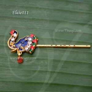 Lord Krishna Small Deity Flute Jewellery Bansuri With Stones 2.3 inches