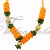 Yellow Artificial Flower Garland with Beads for Deities