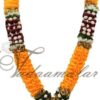 Garlands artificial Flower Yellow and Maroon Synthetic Cloth With Beads mala- small size.3 mala.