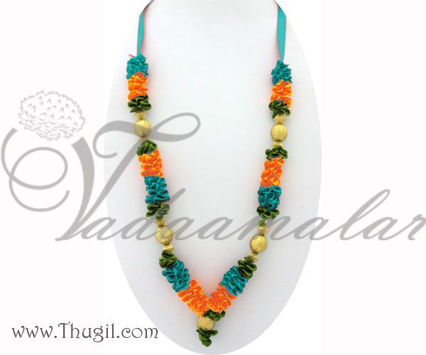 Colorful Artificial Flower Garland with Beads for Deities